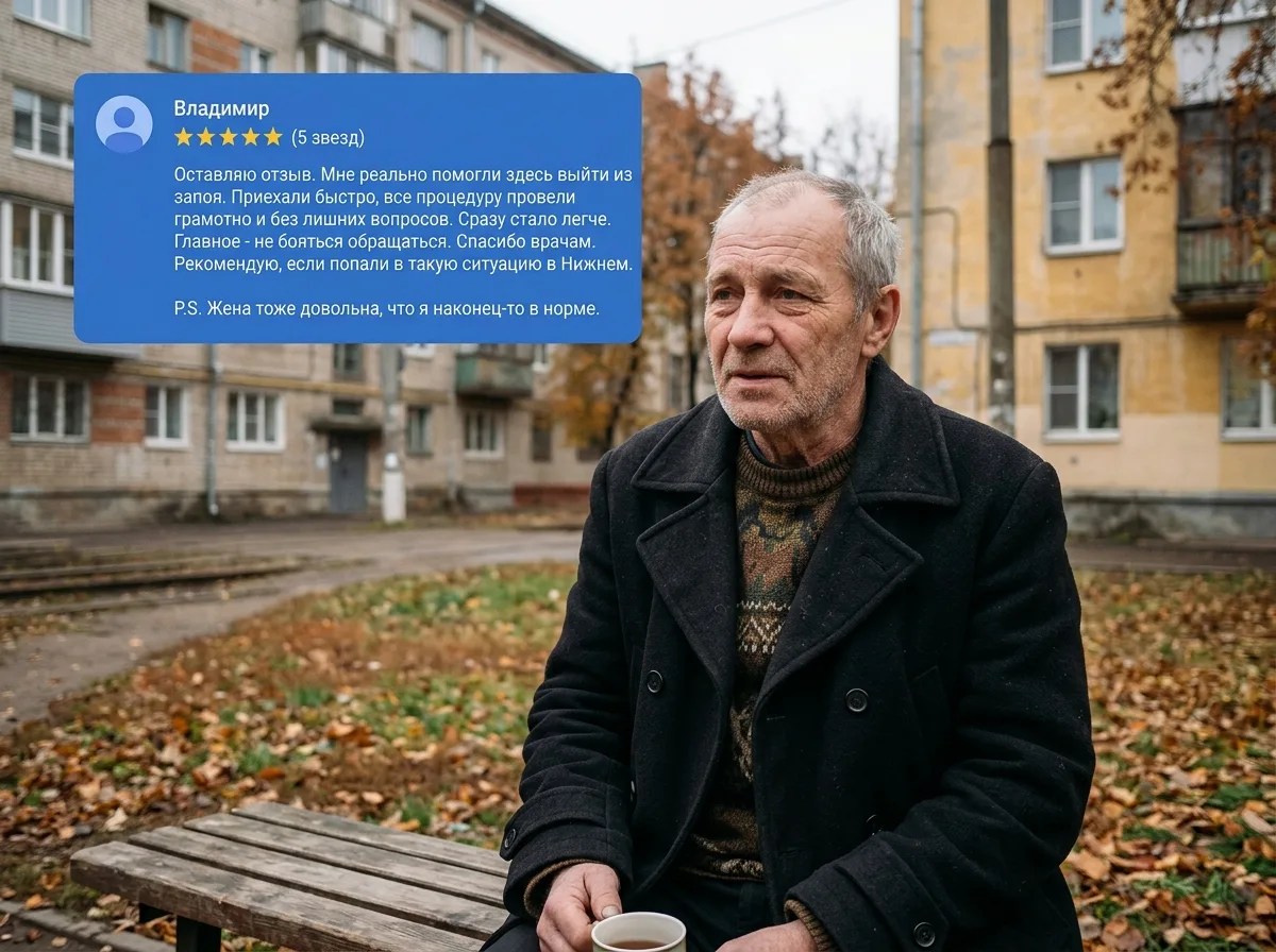 Аватар Владимира, мужчина пожилого возраста, Нижний Новгород, отзыв Google о выводе из запоя